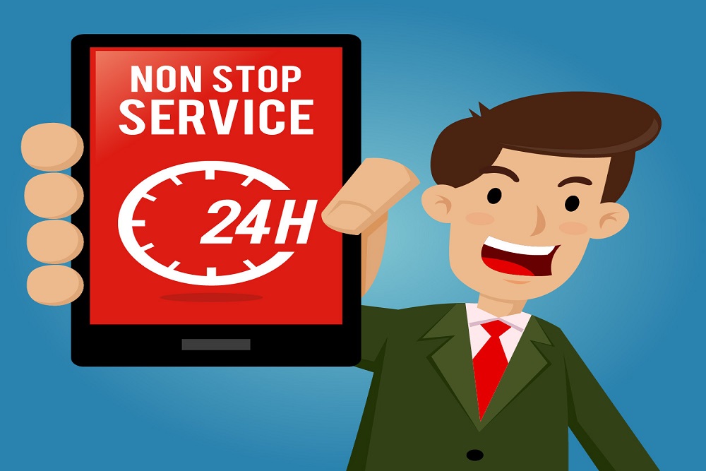 non stop service written on a mobile screen 